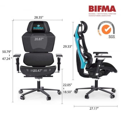 Эргономичное компьютерное кресло (для геймеров) Еурека ТЙПХОН, Блуе / Eureka TYPHON, Blue_2