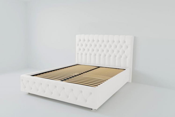 Мягкая интерьерная кровать &куот;Версаль&куот; с ортопедическими латами (металл) Материал фасада: Искусственная кожа; Спальное место: 800х2000 мм; Цвет фасада: Белый; Цвет корпуса: Белый / "Версаль"_0