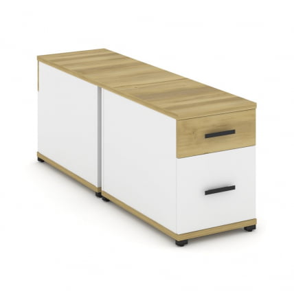 Тумба двухсторонняя опорная приставная с ящиком и распашным фасадом CОНCЕПТ CН.ДТГО-004 Б/В Дуб Винченцо Белый бриллиант Черный / CONCEPT CN.DTGO-004 B/W_0