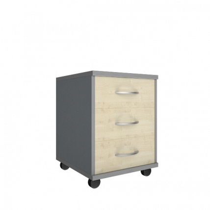 Тумба подкатная (3 ящика, с замком) Рива А.ТМ-3 Клен/Металлик / Riva_0