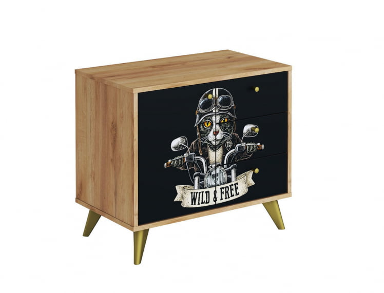 Комод Фьюжн КМ-002 дуб крафт золотой/БИКЕР CАТ / золотой/BIKER CAT_2