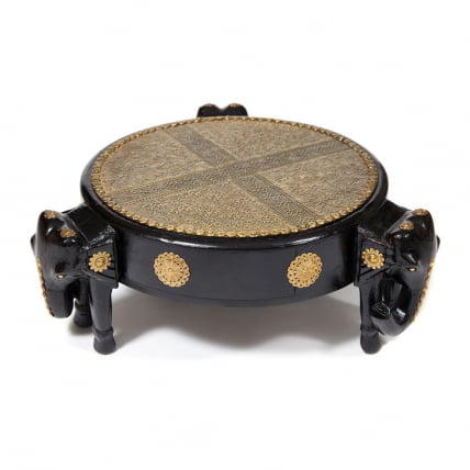 Столик Сеcрет Де Маисон 3 СЛОНА ( мод. НД-005) дерево манго/латунная чеканка, Диа 48. В 19 см, этническая роспись / Secret De Maison SLONA mod. ND-005) Dia_7