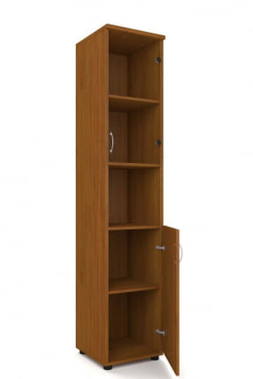 Шкаф для документов узкий с прозрачными стеклами Р.П-4СБ Ясень темный_1