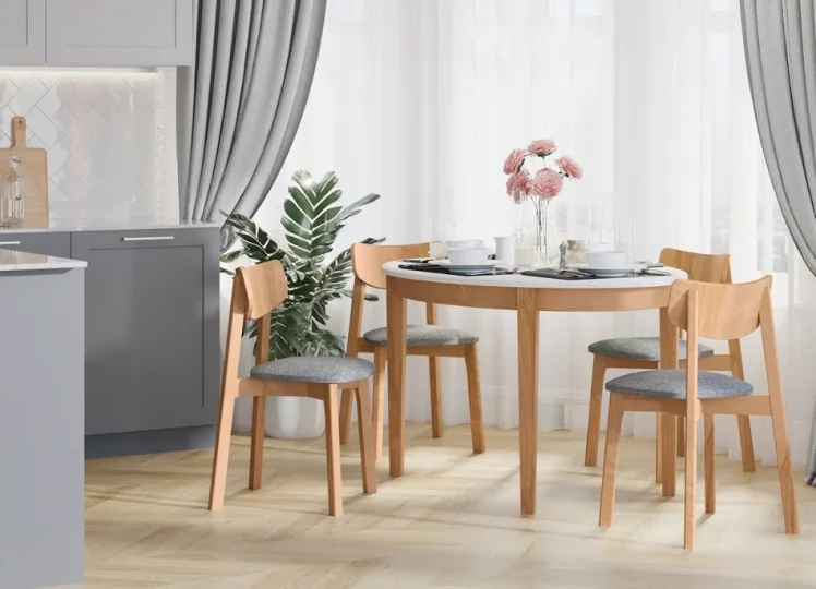 Стул с мягким сиденьем Вега Росй Грей жаккард Эмаль белая / Rosy Grey_5