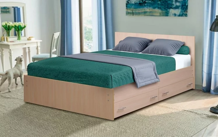 Кровать с ящиками на уголках №4 ЛДСП 1200*1900 Дуб молочный_0