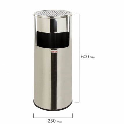 Урна с пепельницей ЛАИМА ПРОФЕССИОНАЛ 27 литров Серебристый / LAIMA PROFESSIONAL_1