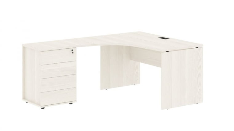 Стол эргономичный с тумбой левый ЕДИС ЕДCЕТ 1318 Л Ясень Траун Черный / EDIS EDCET L_0