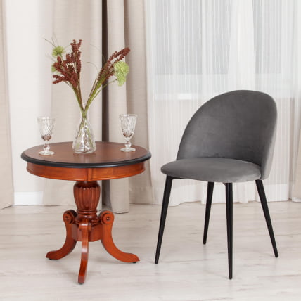 Стул МОНРО (мод. 710) ткань/металл, 56х51х80 см, высота до сиденья 47 см, серый баркхат 26/черный / MONRO (mod. barkhat_8