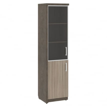 Шкаф узкий комбинированный левый ВООД&СТОНЕ СФ-534591 Бетон Чикаго темный Дрифтвуд / WOOD&STONE_0