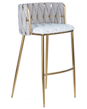 Стул барный ДОБРИН ЕММА ГОЛД (белый ПУ (Т-01), белая ткань (Ф-49)) 4 шт / DOBRIN EMMA GOLD PU (T-01), (F-49))_2