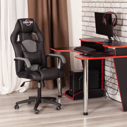 Кресло ДРИВЕР (22) кож/зам/ткань, черный/серый, 36-6/ТВ-12 / DRIVER 36-6/TW-12_19