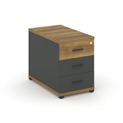 Тумба опорная приставная с 3-мя ящиками CОНCЕПТ CН.ТГО-001 Б/В Сандал Янтарный Антрацит / CONCEPT CN.TGO-001 B/W_0