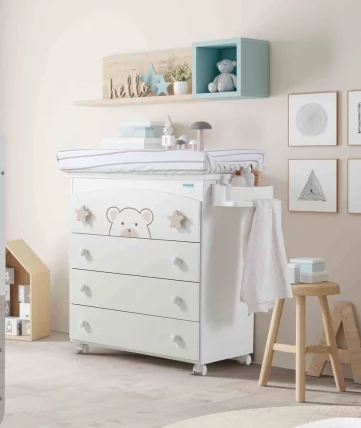 Комод пеленальный Микуна Бубу Б-970 Вхите Беиге Старс / Micuna Bubu B-970 White Beige Stars_2