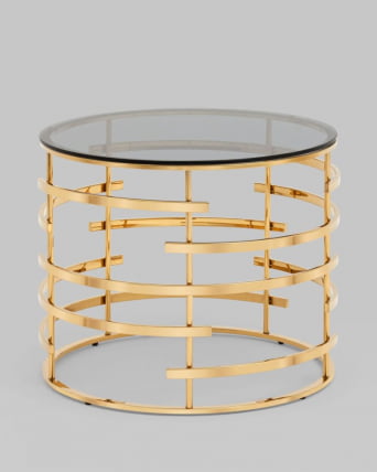 Журнальный столик Инфлюэнс 60*60 стекло смоке сталь Золото / smoke_2