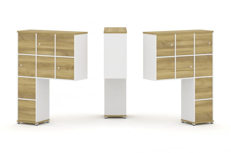 Надставка на стол высокая двухсторонняя + задняя стенка (8 шт.) + блок с 2-мя ящиками (2 шт.) + распашной фасад (6 шт.) CОНCЕПТ CН.ДНВ-004 Дуб Винченцо Белый бриллиант Белый металл / CONCEPT CN.DNV-004_0