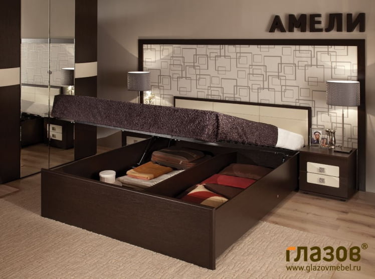 Основание с подъемным механизмом (1600) АМЕЛИ 2.2 Венге (спальня)_2