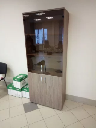 Шкаф высокий со стеклом Глассй 6.19.151 Дуб Верцаска / Glassy_2