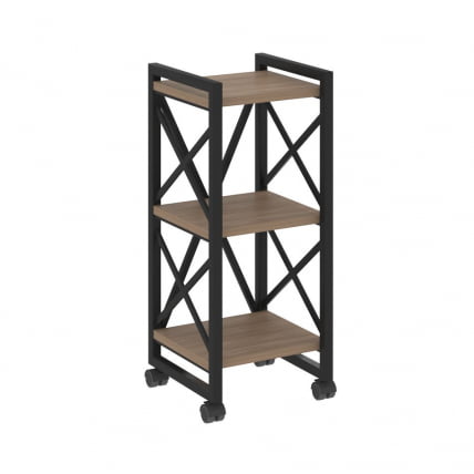 Стеллаж на колесных опорах - 3 полки ЛОФТ  ВР.Л-МСТ.К-3.4 Металл черный Дуб Аризона / LOFT VR.L-MST.K-3.4_0