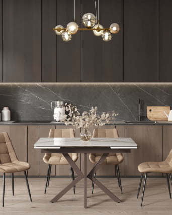 Стол раскладной Мармер 120-180*80*76 см керамика капучино / Marmer_2