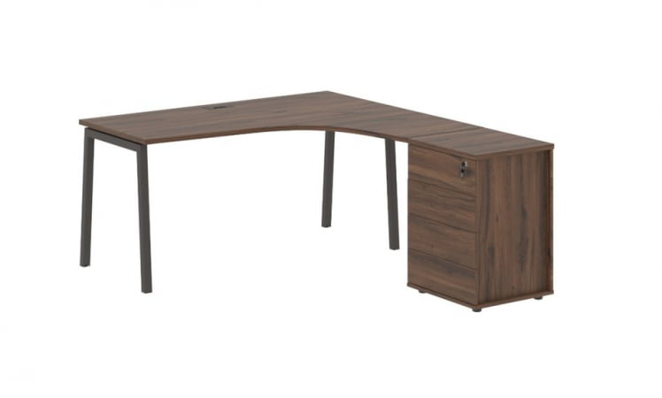 Стол эргономичный с тумбой (правый) ЕДИС ЕЛCЕТ 1518 Р Дуб Денвер темный Мокко / EDIS ELCET R_0