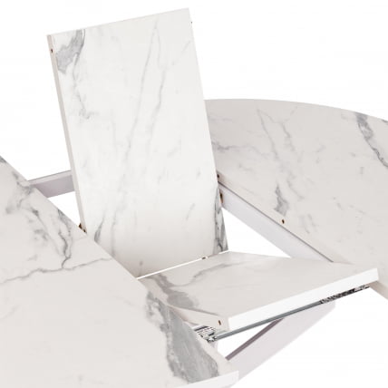 Стол МАНЗАНА ЛДСП/ХПЛ/металл, 100 х 100+30 х 75 см, Мрамор светлый/белый / MANZANA ЛДСП/HPL/металл,_10