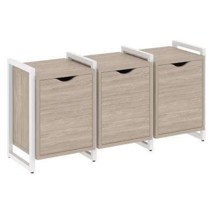 Тумба на регулируемых опорах наборная. Вариант №5 ЛОФТ ВР.Л-ТН-5.О Металл белый Дуб Аттик / LOFT VR.L-TN-5.O_0