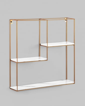 Полка Скуаре золотая Белый мрамор / Square_2