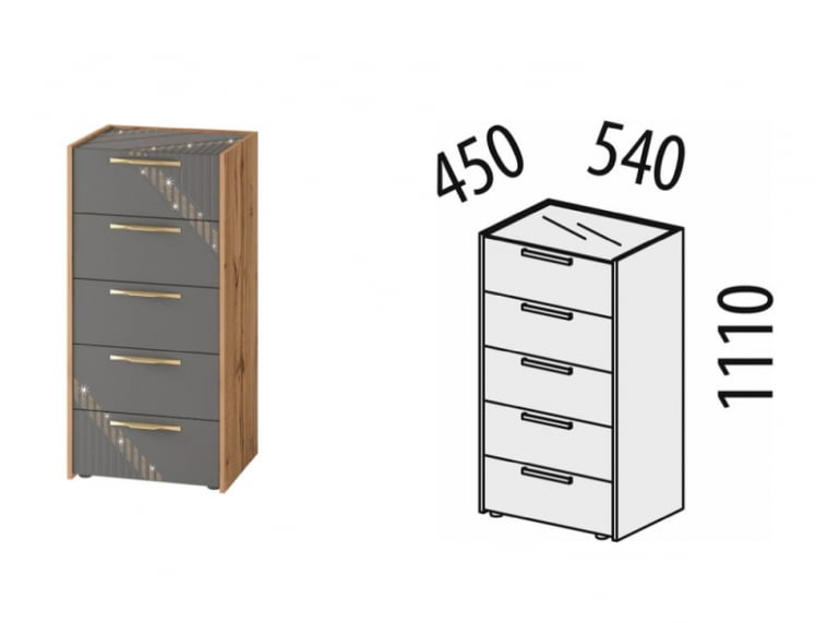 Комод Монако 902.19 Дуб Вотан Оникс Графит_1