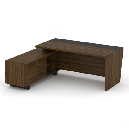 Стол руководителя с опорной тумбой, левый Корнер CОР.СРТ-20(Л) Орех Лоренцо Графит / Corner COR.SRT-20(L)_1