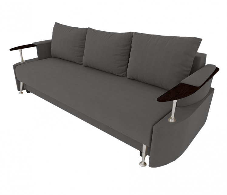 Диван Жасмин с подлокотниками ЛДСП (Берхоусе) Цвет фасада: Серый Велюто 12; Тип: Прямой; Материал фасада: Металл/Велюр / (Berhouse)_0