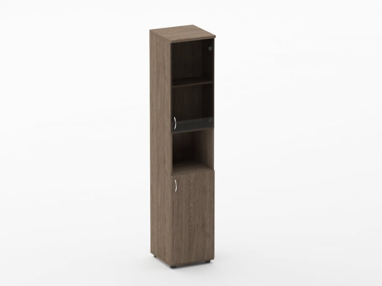 Шкаф высокий со стеклом и нишей Твин 16.16.16Пр Дуб Верцаска / Twin_0