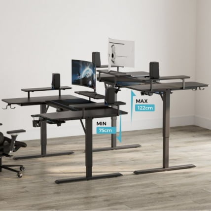 Стол для компьютера (для геймеров) У-образной формы с электрической регулировкой по высоте и трансформируемыми полками Еурека У-71 / U-образной Eureka U-71_16