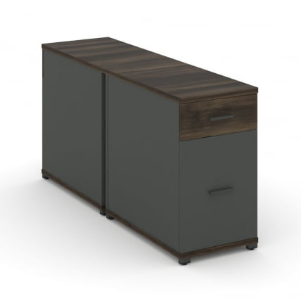 Тумба двухсторонняя опорная приставная с ящиком и распашным фасадом CОНCЕПТ CН.ДТГО-005 Б/В Дуб Мали Антрацит / CONCEPT CN.DTGO-005 B/W_0