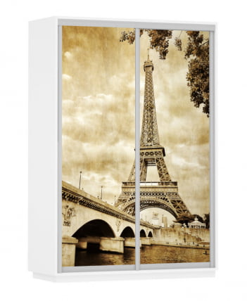 Шкаф-купе двухдверный Экспресс Дуо 1600х2400х Париж/Белый снег / 1600х2400h_0