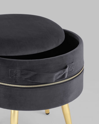 Пуф Тильда с ящиком велюр Антрацит_5