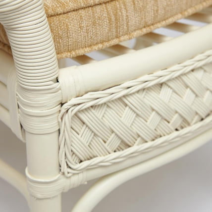 Комплект обеденный АНДРЕА ГРАНД (стол со стеклом+6 кресел+ подушки) ТCХ Вхите (белый), Ткань рубчик, цвет кремовый / ANDREA GRAND TCH White_3