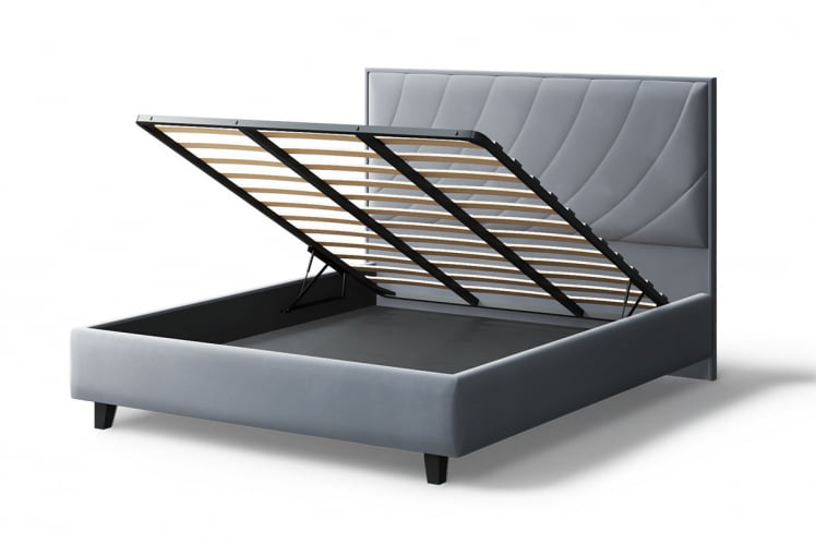 Кровать СОФИЯ 2000*1600мм (на опорах), велюр НЕО 25 (серый), (б/основания, б/матраса) / NEO_2