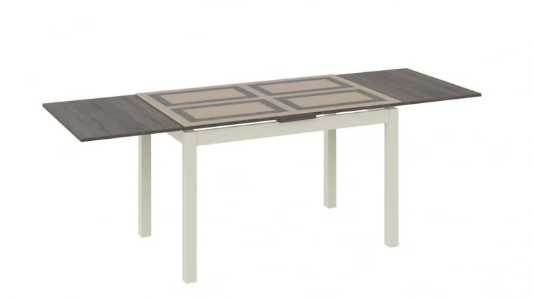 Стол обеденный раздвижной со стеклом Мельбурн СМ(Б)-100.11.12(1) Слоновая кость /Бежевый глянец_0