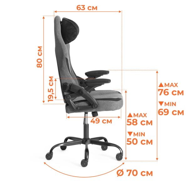 Кресло иВолф ткань, черный/серый / iWolf_15