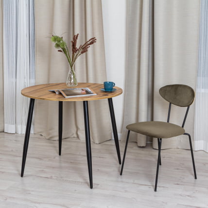 Стол УРАНУС ЛДСП/металл, 90кс90кс77 см, Дуб вотан/Черный / URANUS 90x90x77_5