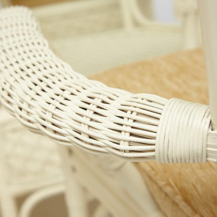 Комплект обеденный АНДРЕА ГРАНД (стол со стеклом+6 кресел+ подушки) ТCХ Вхите (белый), Ткань рубчик, цвет кремовый / ANDREA GRAND TCH White_17