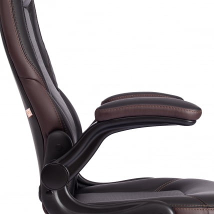Кресло офисное БАЗУКА кож/зам, черный/черный перфорированный/коричневый, 36-6/36-6/06/36-36 / BAZUKA_10