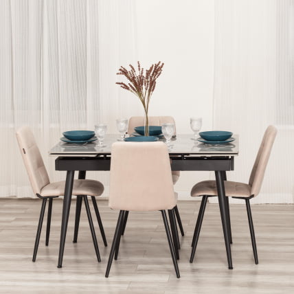 Стул обеденный Асти велюр, молочный/черный, (Порсче 2) / Asti (Porsche_15