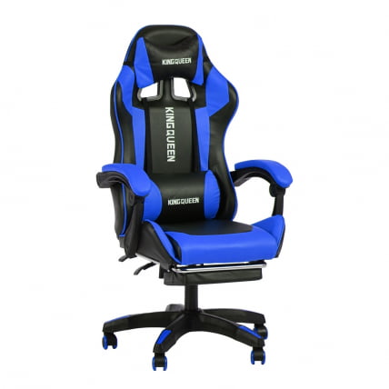 Кресло 1206 КИНГКУЕЕН цвет черный/синий с массажем 1206-блаcк-блуе-масс / KINGQUEEN 1206-black-blue-mass_0