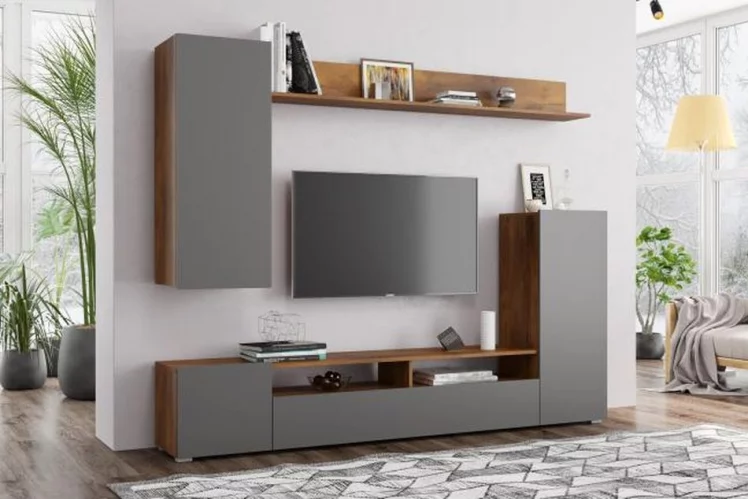 Шкаф многоцелевого назначения Прага-3 Таксония Диамант серый_0