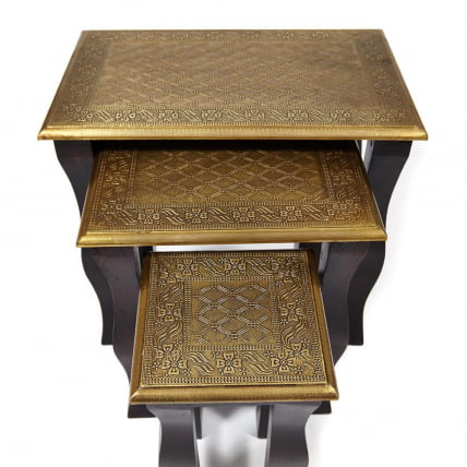 Комплект 3 столика Сеcрет Де Маисон БРАХМА ( мод. НД-009) дерево манго/латунная чеканка, 56х36х50, 41х30х45, 24х24х40 / Secret De Maison BRAHMA mod. ND-009)_6