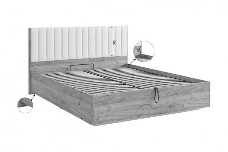 Кровать с подъемным механизмом 160х200 см Адам МСА-06 дуб крафт золотой/грей алькантара (велюр) / MSA-06_4