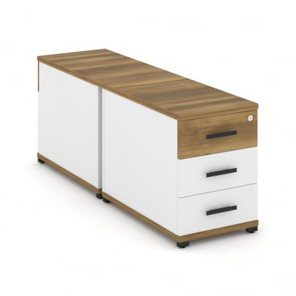 Тумба двухсторонняя опорная приставная с 3-мя ящиками CОНCЕПТ CН.ДТГО-001 Б/В Сандал Янтарный Белый бриллиант Черный / CONCEPT CN.DTGO-001 B/W_0