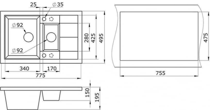 Кухонная мойка ГРАНУЛА 7802 Шварц / GRANULA_2