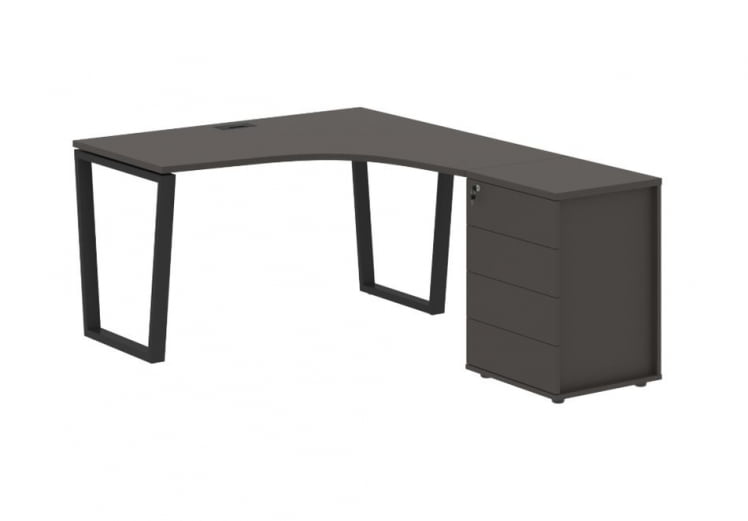 Стол эргономичный с тумбой правый ЕДИС ЕВCЕТ 1318 Р Мокко Черный / EDIS EVCET R_0